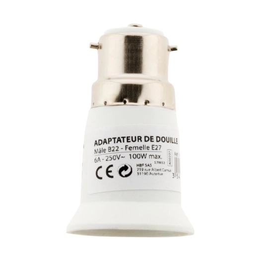 Adaptateur de douille mâle B22 femelle E27