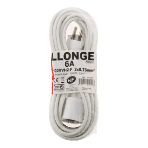 Prolongateur HO3VVH2-F 2x0,75mm² blanc Longueur 3 mètres