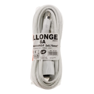 Prolongateur HO3VVH2-F 2x0,75mm² blanc Longueur 5 mètres