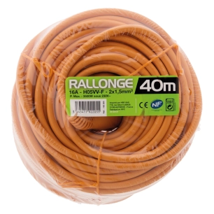 Prolongateur HO5VV-F 2x1.5mm² orange Longueur 40 mètres