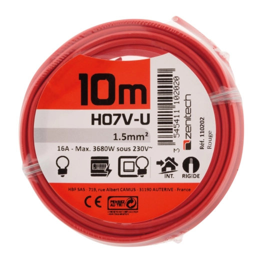 HO7VU 1,5 mm² ROUGE 10 M