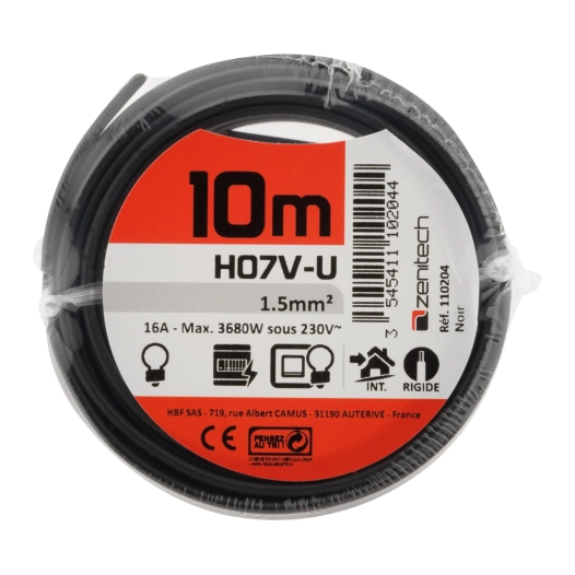 HO7VU 1,5 mm² NOIR 10 M