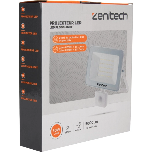 Projecteur SENSOR 50W 5000LM IP44 BLANC / Projecteur SENSOR