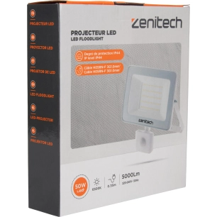Projecteur SENSOR 50W 5000LM IP44 BLANC / Projecteur SENSOR