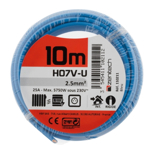 HO7VU 2,5 mm² BLEU 10 M