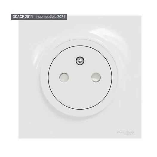 Odace - prise de courant 2P+T affleurante - Blanc - SCHNEIDER