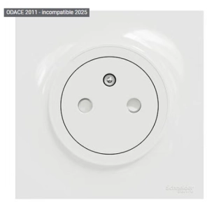 Odace - prise de courant 2P+T affleurante - Blanc - SCHNEIDER