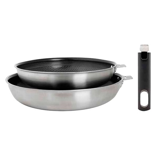 click amovible set de 2 poeles 24-28 inox revetu ceramique - cosy et trendy billiet