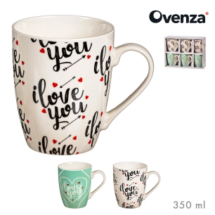 mugs love you, modèles variés, 350 ml, pack 6 unités