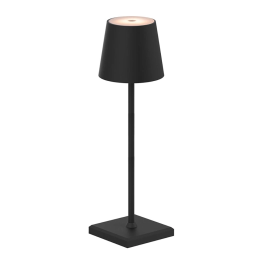 lampe de table led, couleur à intensité variable, 260 lm, 3,3 w, rechargeable par usb, noire