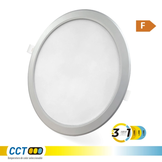 downlight led encastrable, rond, 18 w, 3cct, 1820 lm, cadre aluminium, ø22,3 cm