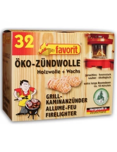 Allume feu en laine de bois - lot de 32