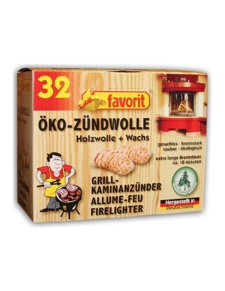Allume feu en laine de bois - lot de 32
