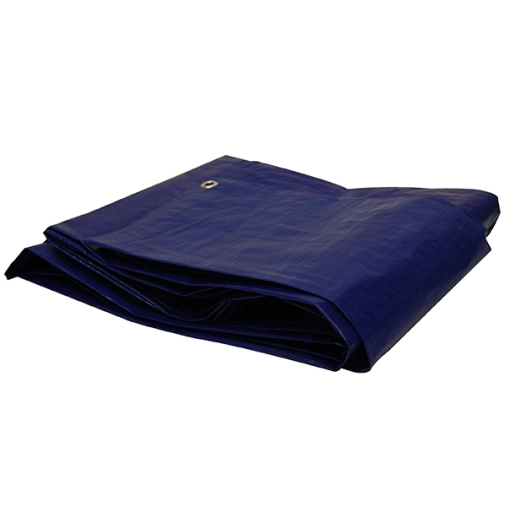 bâche de protection avec oeillets d'arrimage pour protection du bois. dimensions : l: 6 m - l: 1,8 m - 80 g/m2