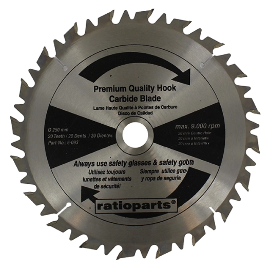 lame professionnelle 20 dents à pointe carbure adaptable pour débroussailleuse - coupe de 250mm, alésage: 20mm, épaisseur: 1,8mm
