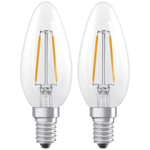 led flamme verre clair e14 1.8w 250lm chaud boite de 2 - ledvance gp