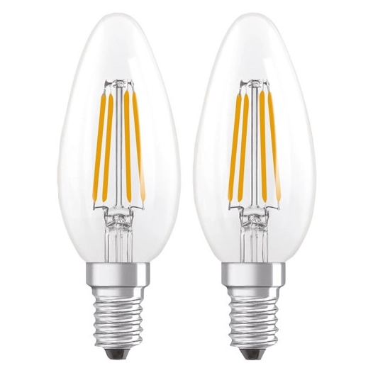 led flamme verre clair e14 3.4w 470lm chaud boite de 2 - ledvance gp
