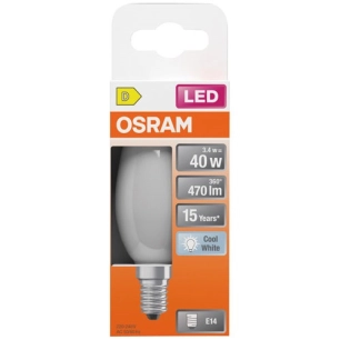 led flamme verre depoli e14 3.4w 470lm froid - ledvance gp