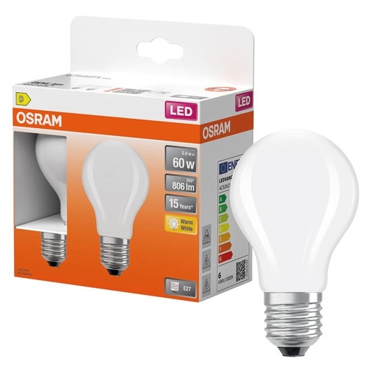 led classic filament e27 5.9w chaud 806lm boite de 2 - ledvance gp