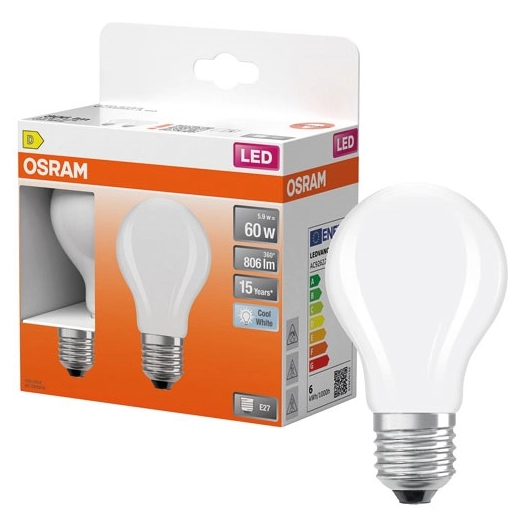 led standard filament e27 5.9w 806lm froid boite de 2 - ledvance gp