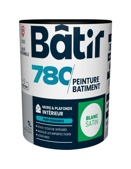 Peinture Batir 780 Satin Blanc Peinture monocouche mur et plafond satinée - Batir Peintures