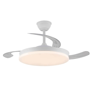 ventilateur de plafond, led 3cct, pales rétractables, milky m eco, 45 w, 4400 lm, blanc, ø106 cm, plafonnier ø48 cm, hauteur 32