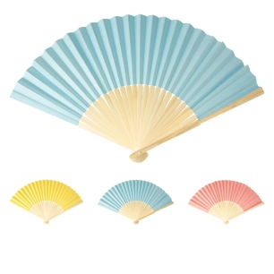 éventail pliable en papier et bambou, couleurs assorties, ø45 x 26,5 cm