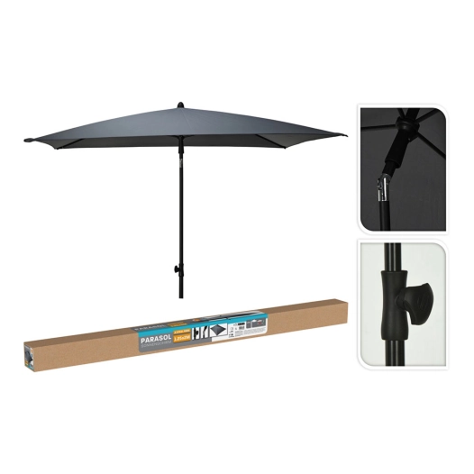 parasol rectangulaire gris, 125 x 200 cm