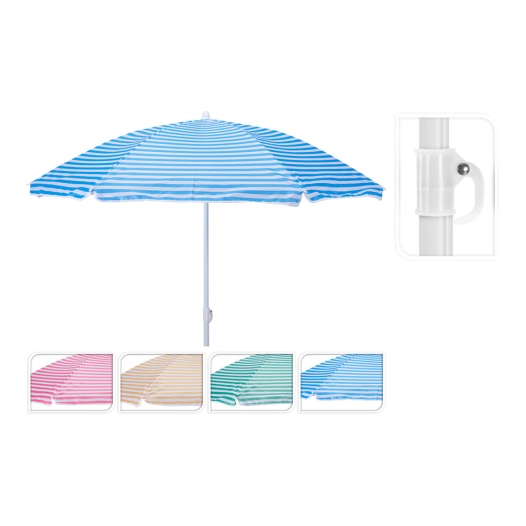 parasol de plage à rayures couleurs assorties ø150 x 160 cm