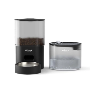 distributeur croquettes connectã© - programmable - double alim sec eau - anti blocage - secours pile - noir - eziclean