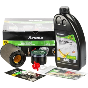 kit entretien autoportée arnold. pour moteurs mtd thorx ohv 382 cc et 439 cc. composé de : 1 bidon d'huile sae 10w30 de 1,4 l -