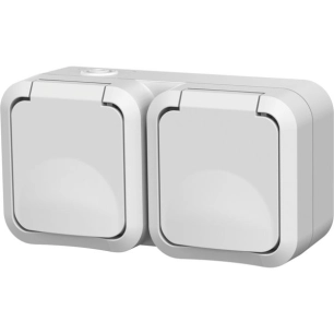 double prise horiz. blanc aqua pro ip55
