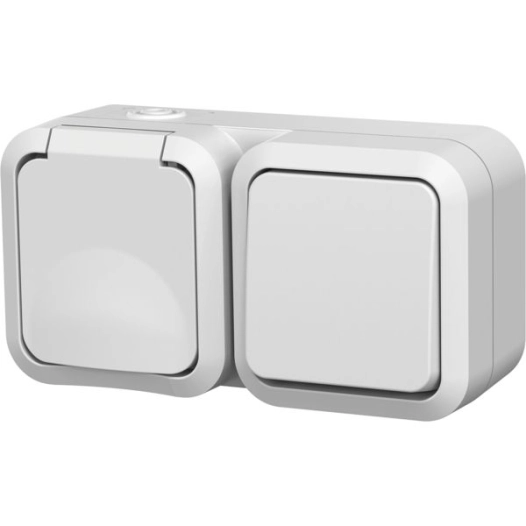 interrupteur va et vient blanc avec prise 2p+t aqua pro ip55