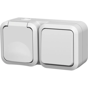 interrupteur va et vient blanc avec prise 2p+t aqua pro ip55