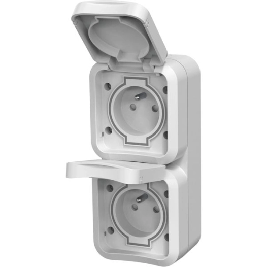 double prise verti. blanc aqua pro ip55