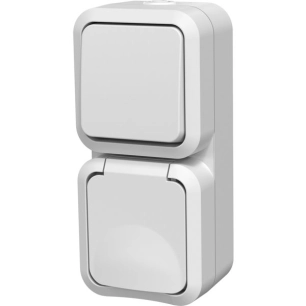 interrupteur va et vient blanc avec prise 2p+t aqua pro ip55