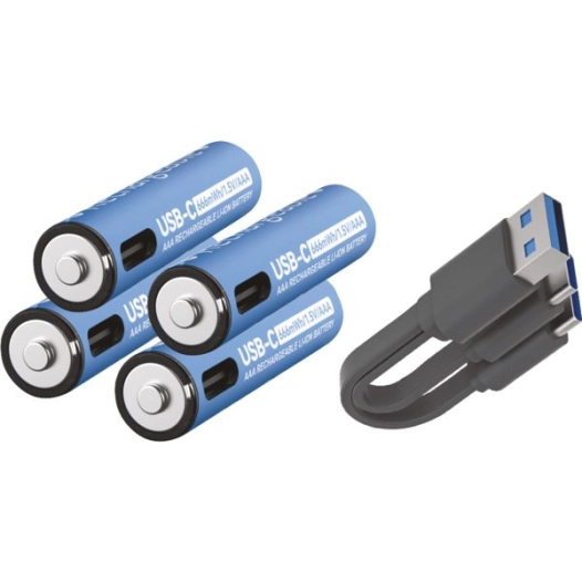 4 piles rechargeable usb c aaa