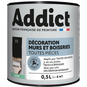 Peinture Acrylique satinée 0.5 litre noir - ADDICT