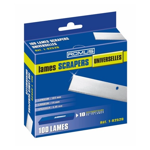 lames de scrapers universelles 10 cm boite de 100 lames lames de scrapers universelles 10 cm boite de 100 lames - romus