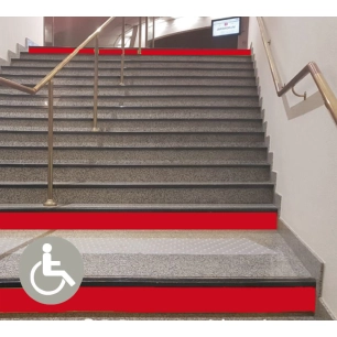 bande de contremarche adhésive rouge 10 cm x 10 m bande de contremarche adhésive rouge 10 cm x 10 m - decorama