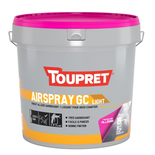 airspray gc light enduit allégé garnissant lissant 15 kg airspray gc light enduit allégé garnissant lissant 15 kg - toupret