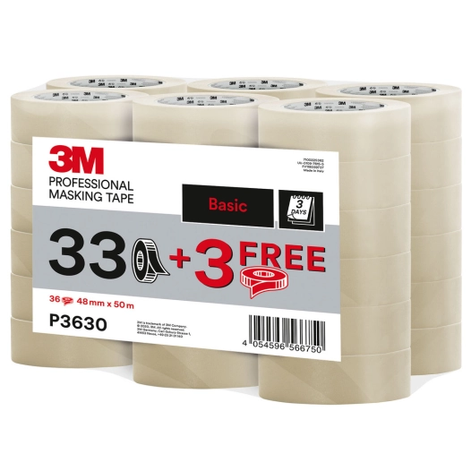lot de 33+3 rouleaux de masquage professionnel p3630 50 m x 48 mm lot de 33+3 rouleaux de masquage professionnel p3630 50 m x