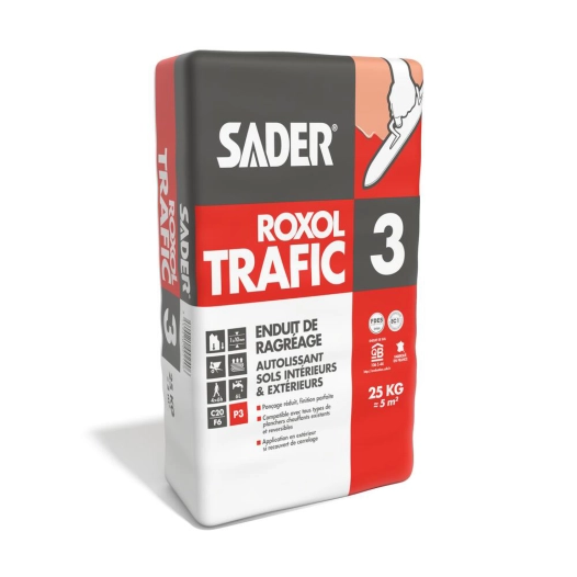 ragréage roxol trafic 3 p3 de 3 à 10mm pour sols intérieurs 25kg - roxol