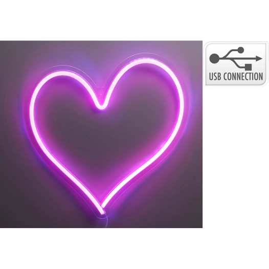 lampe néon led décorative coeur, 32 x 34 cm