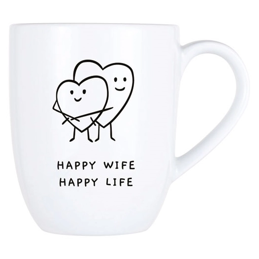 cosy mug 53cl happy wife - happy life d9,8xh11,9cm - cosy et trendy billiet