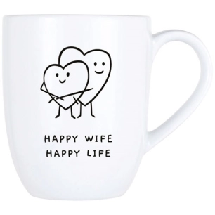 cosy mug 53cl happy wife - happy life d9,8xh11,9cm - cosy et trendy billiet