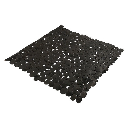 tapis fond de douche pvc galets noir 52 x 52 cm - frandis