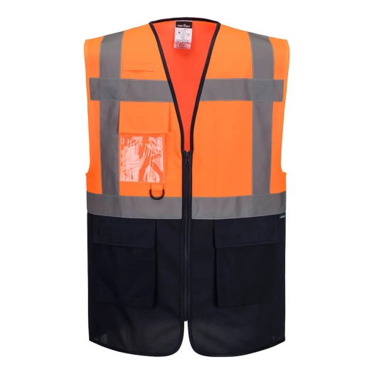 es1 essential contrast vest - taille xl - orange/marine - portwest