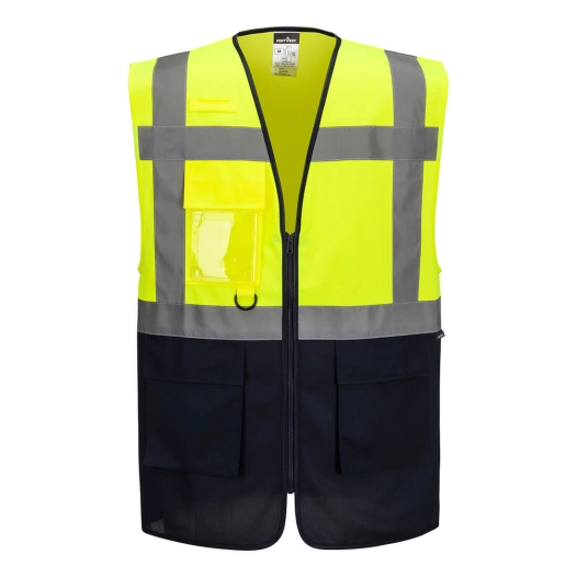 es1 essential contrast vest - taille xs - jaune/marine - portwest
