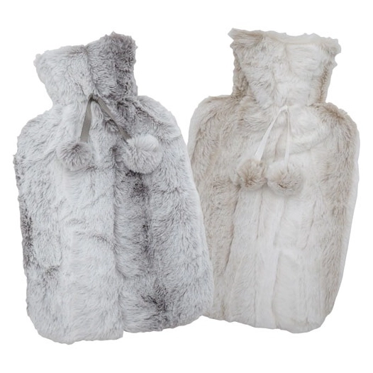 bouillotte 55 % caoutchouc housse aspect fourrure 1.7 l - mondex